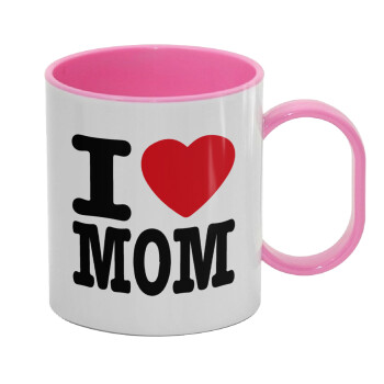 I LOVE MOM, Κούπα (πλαστική) (BPA-FREE) Polymer Ροζ για παιδιά, 330ml