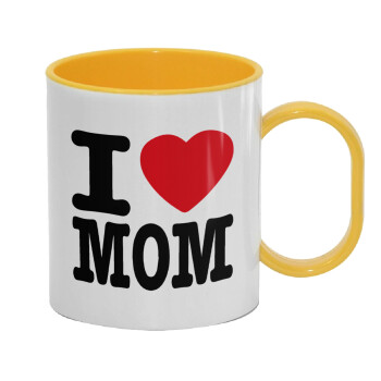 I LOVE MOM, Κούπα (πλαστική) (BPA-FREE) Polymer Κίτρινη για παιδιά, 330ml