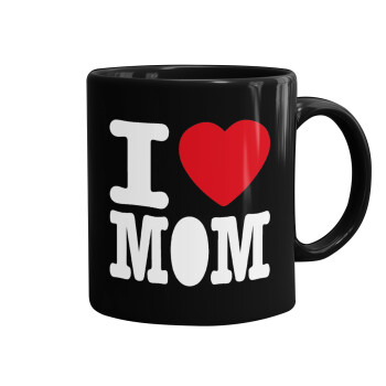 I LOVE MOM, Mug black, ceramic, 330ml
