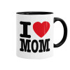 I LOVE MOM, Κούπα χρωματιστή μαύρη, κεραμική, 330ml