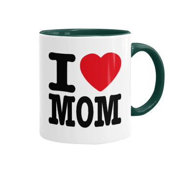 I LOVE MOM, Mug colored green, ceramic, 330ml