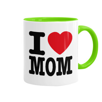 I LOVE MOM, Mug colored light green, ceramic, 330ml