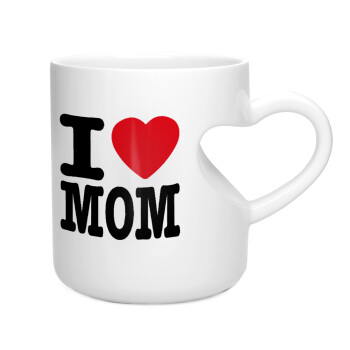 I LOVE MOM, Κούπα καρδιά λευκή, κεραμική, 330ml