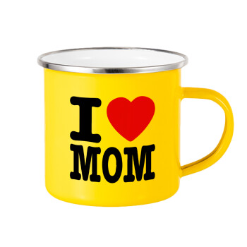 I LOVE MOM, Κούπα Μεταλλική εμαγιέ Κίτρινη 360ml