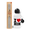 Easter Set, metallic aluminum water bottle (500ml) & aromatic flat Easter candle (30cm) (GRAY)