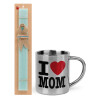 Easter Set, metallic thermal cup (300ml) & aromatic flat Easter candle (30cm) (TURQUOISE)