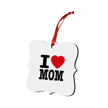 I LOVE MOM, Στολίδι Χριστουγεννιάτικο στολίδι polygon ξύλινο 7.5cm