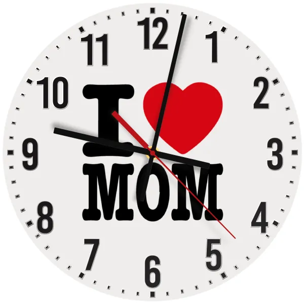 I LOVE MOM — Ρολόι τοίχου ξύλινο 30cm