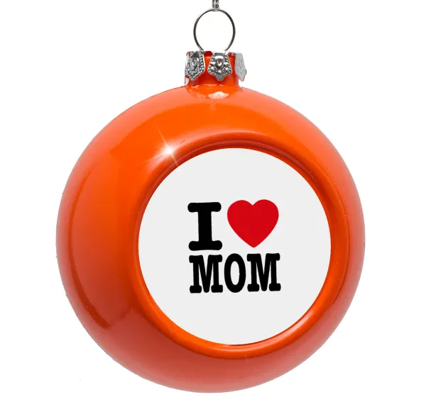 I LOVE MOM — Στολίδι Χριστουγεννιάτικη μπάλα δένδρου Πορτοκαλί 8cm