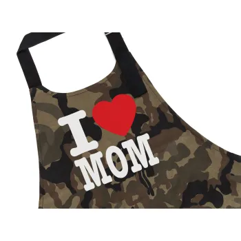I LOVE MOM, Ποδιά Σεφ με τσέπες, Βαμβακερή, Camouflage (ΕΝΗΛΙΚΩΝ, 100% COTTON)