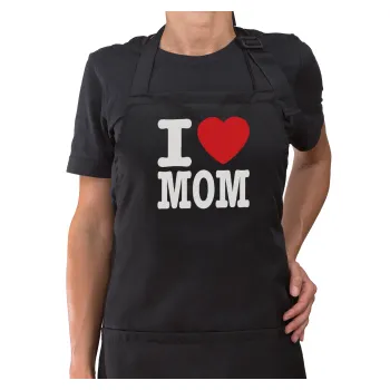 I LOVE MOM, Ποδιά μακριά Σεφ ολόσωμη με τσέπες Μαύρη (ΕΝΗΛΙΚΩΝ)