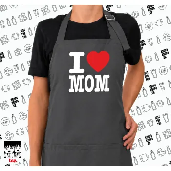 I LOVE MOM, Ποδιά μακριά Σεφ ολόσωμη με τσέπες GREY (ΕΝΗΛΙΚΩΝ)