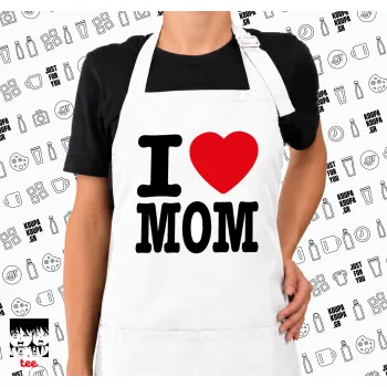 I LOVE MOM, Ποδιά μακριά Σεφ ολόσωμη με τσέπες white (ΕΝΗΛΙΚΩΝ)