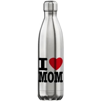 I LOVE MOM, Μεταλλικό παγούρι θερμός Inox (Stainless steel), διπλού τοιχώματος, 750ml