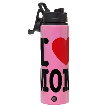 I LOVE MOM, Μεταλλικό παγούρι νερού με καπάκι ασφαλείας, αλουμινίου 850ml