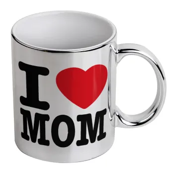 I LOVE MOM, Mug ceramic, silver mirror, 330ml