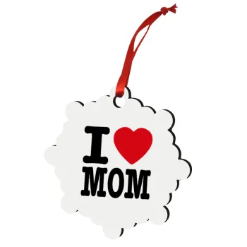 I LOVE MOM, Christmas ornament snowflake wooden 7.5cm