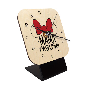 MAMA mouse, Επιτραπέζιο ρολόι σε φυσικό ξύλο (10cm)