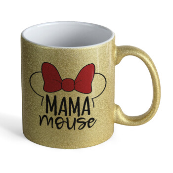MAMA mouse, Κούπα Χρυσή Glitter που γυαλίζει, κεραμική, 330ml