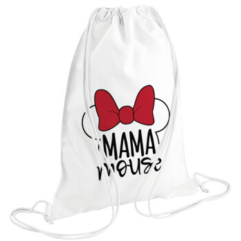 MAMA mouse, Τσάντα πλάτης πουγκί GYMBAG λευκή (28x40cm)