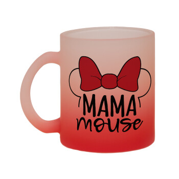 MAMA mouse, Κούπα γυάλινη δίχρωμη με βάση το κόκκινο ματ, 330ml