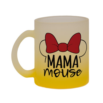 MAMA mouse, Κούπα γυάλινη δίχρωμη με βάση το κίτρινο ματ, 330ml