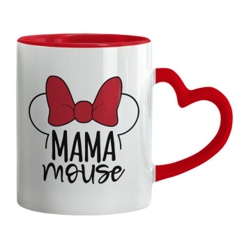 MAMA mouse, Κούπα καρδιά χερούλι κόκκινη, κεραμική, 330ml