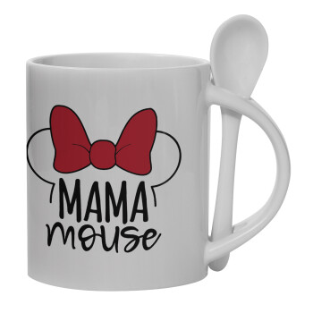MAMA mouse, Ceramic coffee mug with Spoon, 330ml (1pcs)