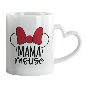 MAMA mouse, Κούπα καρδιά χερούλι λευκή, κεραμική, 330ml
