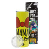 Neon Yellow Travel Tumbler θερμό, μεταλλικό καλαμάκι(Ανωξείδωτο 304 Food grade, BPA free, 600ml)