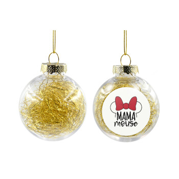 MAMA mouse, Χριστουγεννιάτικη μπάλα δένδρου διάφανη με χρυσό γέμισμα 8cm