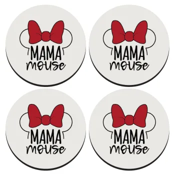MAMA mouse, ΣΕΤ 4 Σουβέρ ξύλινα στρογγυλά (9cm)