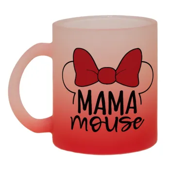 MAMA mouse, Κούπα γυάλινη δίχρωμη με βάση το κόκκινο ματ, 330ml