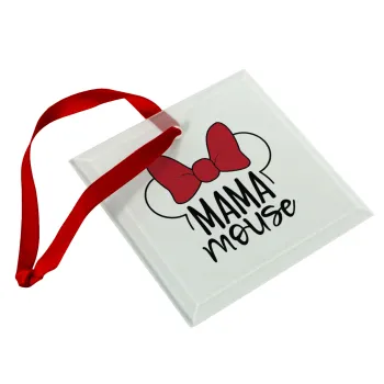 MAMA mouse, Christmas ornament, glass square ornament 9x9cm