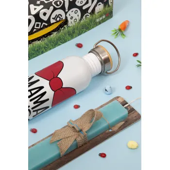 MAMA mouse, Πασχαλινή Λαμπάδα με παγούρι μεταλλικό (620ml, stainless steel) & κερί αρωματικό πλακέ (30cm) (ΤΙΡΚΟΥΑΖ)