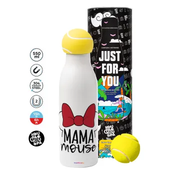 MAMA mouse, Tennis ball Metal mug thermos White, double wall, 550ml