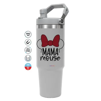 MAMA mouse, ΓΚΡΙ Travel Tumbler Θερμός με χερούλι και καλαμάκι 890ml