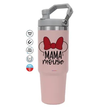 MAMA mouse, ΡΟΖ Travel Tumbler Θερμός με χερούλι και καλαμάκι 890ml