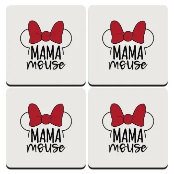MAMA mouse, ΣΕΤ 4 Σουβέρ ξύλινα τετράγωνα (9cm)