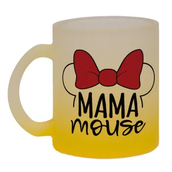 MAMA mouse, Κούπα γυάλινη δίχρωμη με βάση το κίτρινο ματ, 330ml