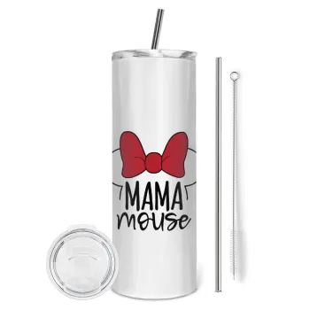 MAMA mouse, Tumbler ποτήρι θερμό από ανοξείδωτο ατσάλι 600ml, με μεταλλικό καλαμάκι & βούρτσα καθαρισμού