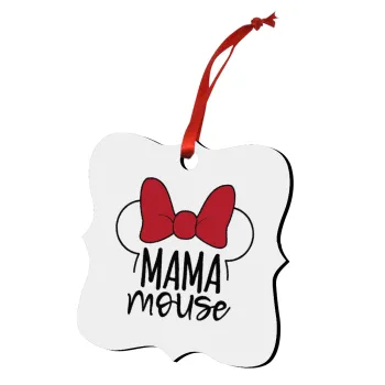 MAMA mouse, Christmas ornament polygon wooden 7.5cm