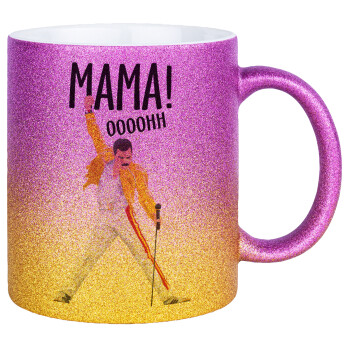 mama ooohh!, Κούπα Χρυσή/Ροζ Glitter, κεραμική, 330ml