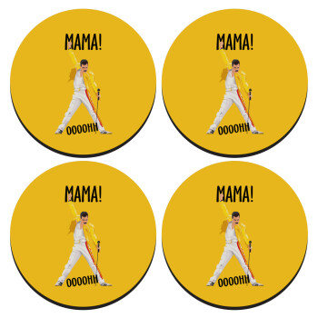 mama ooohh!, SET of 4 round wooden coasters (9cm)