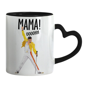 mama ooohh!, Mug heart black handle, ceramic, 330ml