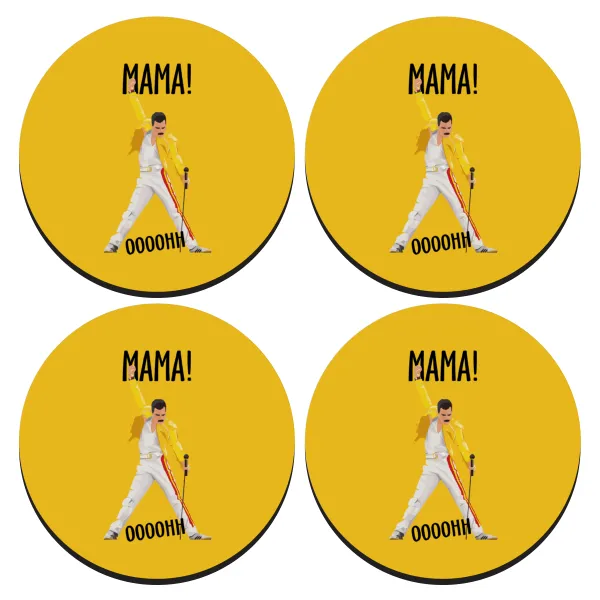 mama ooohh! — ΣΕΤ 4 Σουβέρ ξύλινα στρογγυλά (9cm)