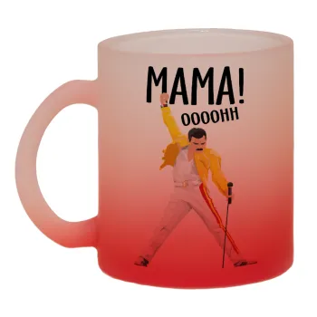 mama ooohh!, Κούπα γυάλινη δίχρωμη με βάση το κόκκινο ματ, 330ml