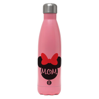 mini mom, Μεταλλικό παγούρι θερμός Ροζ Ματ (Stainless steel), διπλού τοιχώματος, 500ml