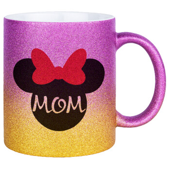 mini mom, Κούπα Χρυσή/Ροζ Glitter, κεραμική, 330ml