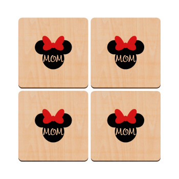 mini mom, ΣΕΤ x4 Σουβέρ ξύλινα τετράγωνα plywood (9cm)